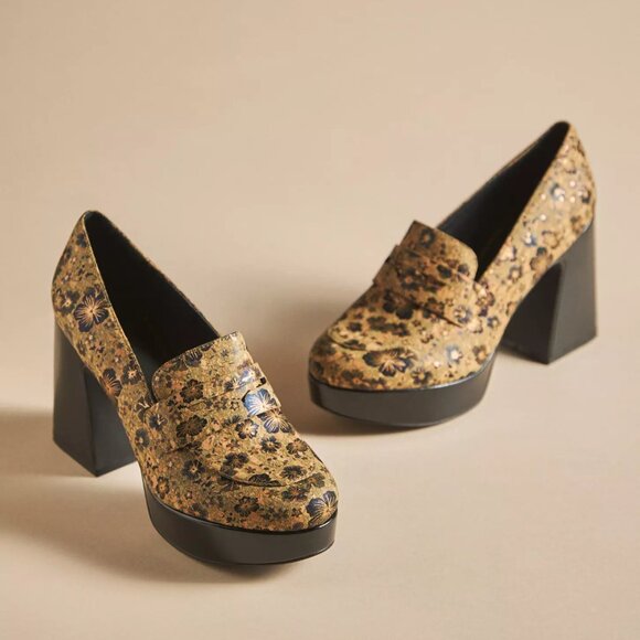 NEW CECELIA NEW YORK Pinky Heeled Loafers Black Floral for women 764mn - Picture 2 of 5